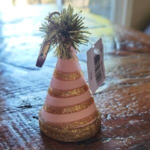 Pink and Gold Glitter Party Hat Ornament PocketBac Holder